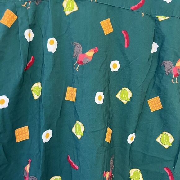 Tipsy Elves Green Button Shirt Chicken Waffles Eggs Sausage Medium Men’s Novelty - Picture 9 of 10